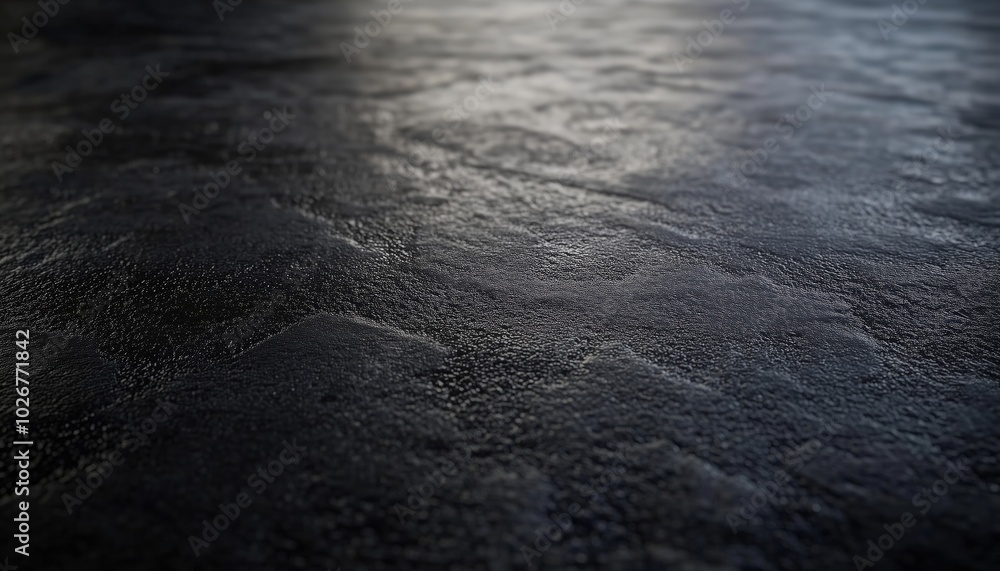 Poster dark textured surface provides a smooth asphalt studio background. texture adds dimension to the asp