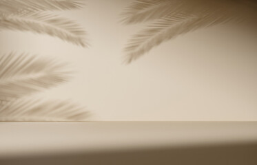 Product Podium - Beige Background. 3D Illustration