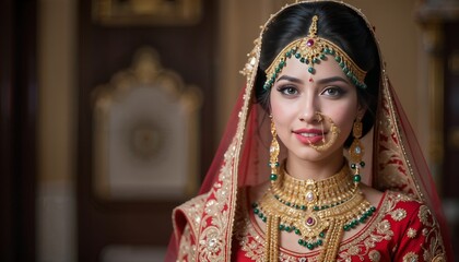  Young Indian Bride in bridal wear and jewelry