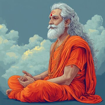 Guru Purnima/Vyasa Purnima Illustration or Poster: Celebrating the Birthday of Ved Vyasa with Vector Graphics