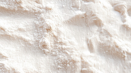 Obraz premium a close-up, top-down view of potato starch, filling the entire frame with the focus on the finely milled, bright white powder