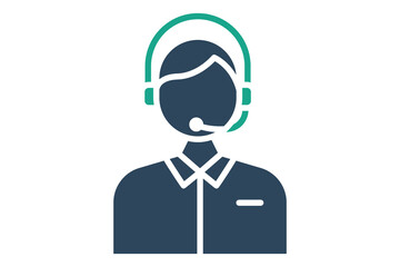 Assistance icon. solid icon style. person with headphone. icon related to reception. hotel elements vector illustration