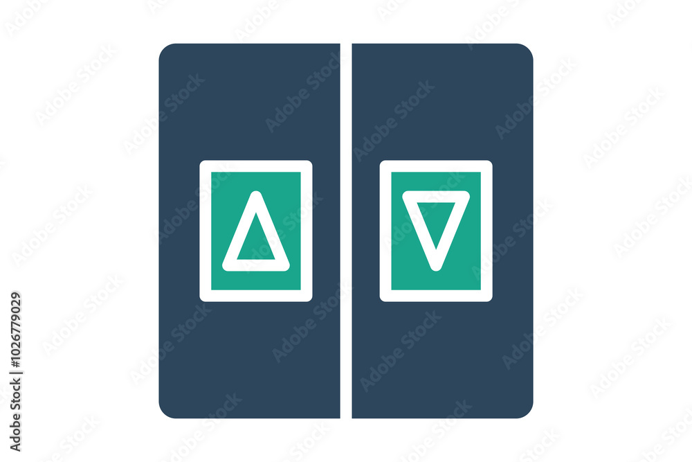 Poster elevator icon. solid icon style. up and down arrow. icon related to reception. hotel elements vector