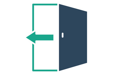Exit icon. solid icon style. open door with arrow. icon related to reception. hotel elements vector illustration