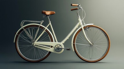 Vintage White Bicycle on Neutral Background