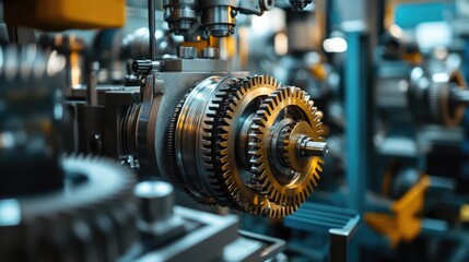 Fototapeta premium Advanced Industrial Gear Mechanism Close-Up