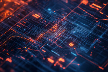 Abstract Digital Network: Glowing Lines and Data Flow