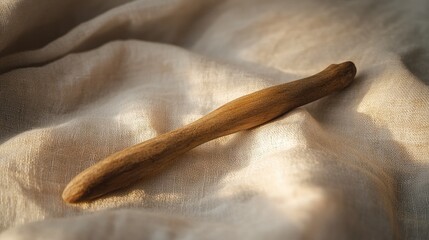 Natural Wooden Stick on Soft Fabric Surface