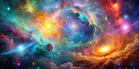 Colorful and dynamic depiction of a vibrant cosmic nebula, cosmic, nebula, vibrant, colorful, space, stars, galaxy