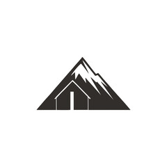 simple housing design logo on the mountain