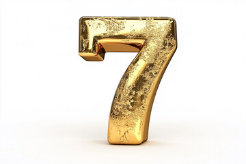 3d gold number 7 isolated on white background