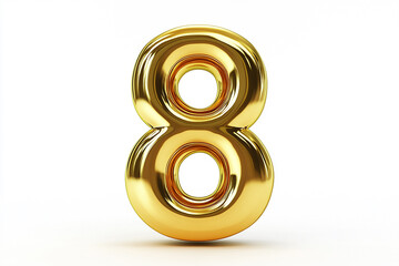 3d gold number 8 isolated on white background
