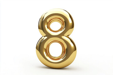 3d gold number 8 isolated on white background