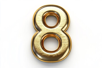 3d gold number 8 isolated on white background
