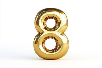3d gold number 8 isolated on white background