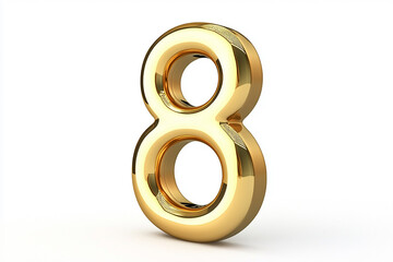 3d gold number 8 isolated on white background