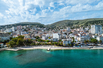 Saranda from a drone, Albanian Riviera, Albania