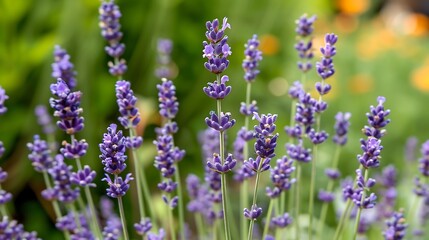 Fototapeta premium Lavender blossoms in a background with a plant