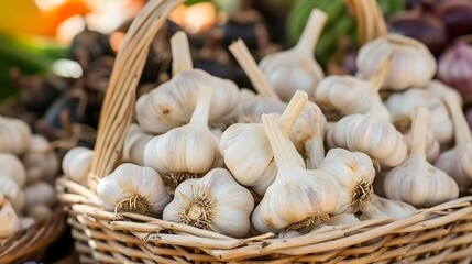 Local produce that is in season such as garlic fruits and vegetables