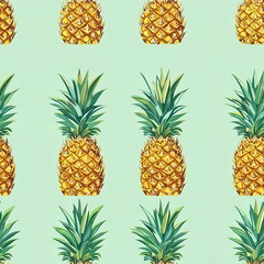 Fototapeta premium Seamless Pineapple Fruit Food Pattern Texture