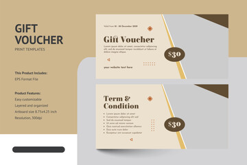 Clean Minimalist Design Food Restaurant Gift Voucher Coupon Template