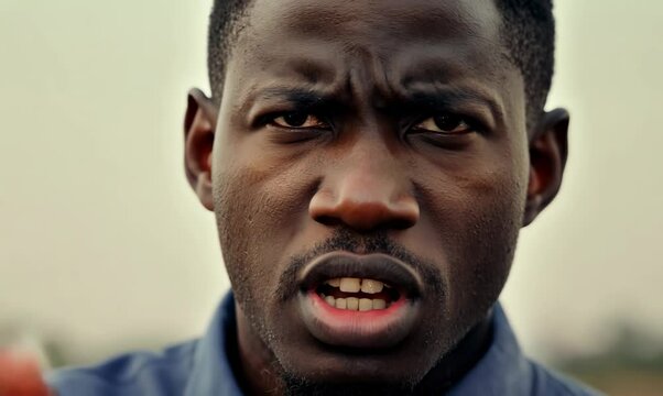 Ethiopian Man Expressing Defiance with Shaking Middle Finger