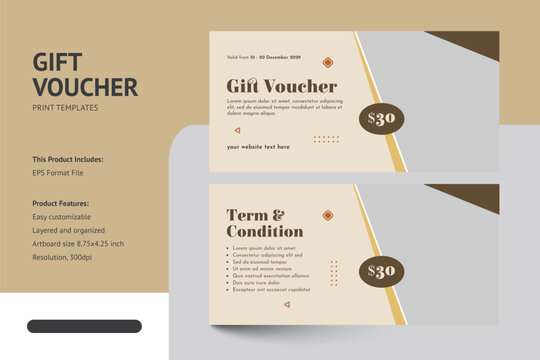 Clean Minimalist Design Food Restaurant Gift Voucher Coupon Template