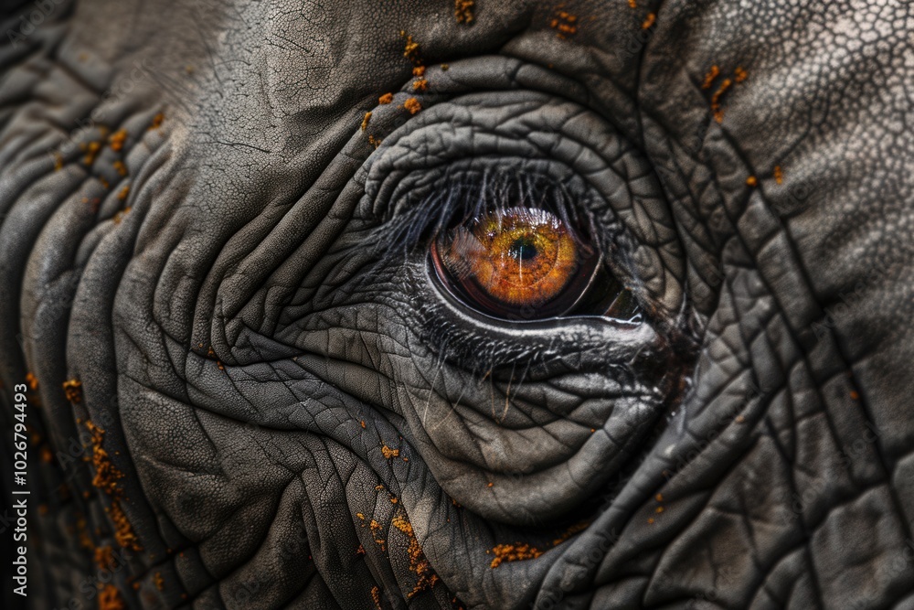 Poster this close-up reveals the stunning detail of an elephant's eye, emphasizing the rich textures of its