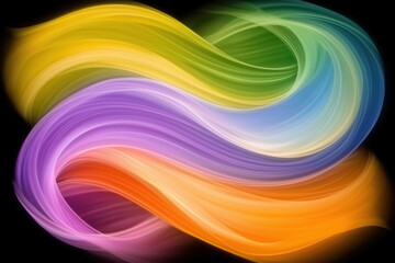 Obraz premium Colorful abstract swirls representing fluid movement and creativity on a black background
