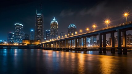 Obraz premium city bridge at night