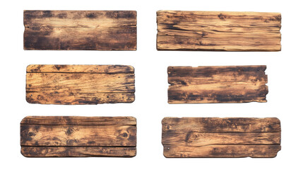 Obraz premium Empty Wooden Signs Arranged on a White Background for Design Use Generative AI