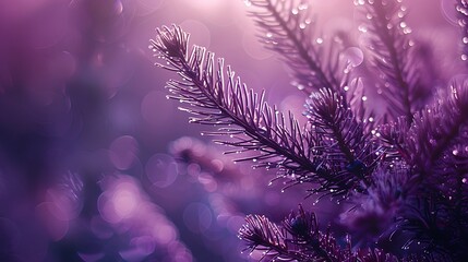 On a violet backdrop decorative needles and purple mist