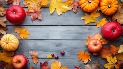 Autumn background colored fruit