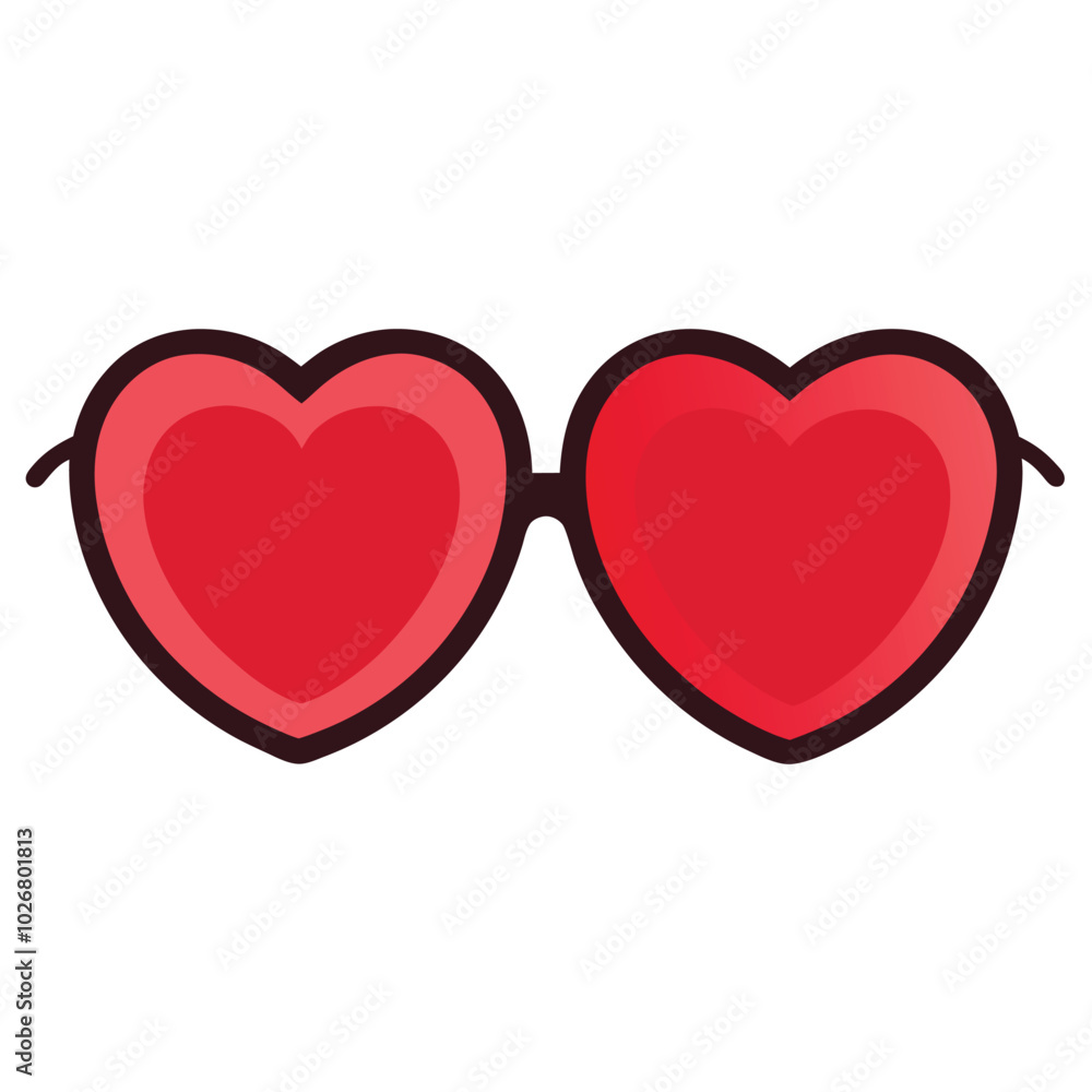 Wall mural funny heart shaped sunglasses vector illustration isolated on a white background