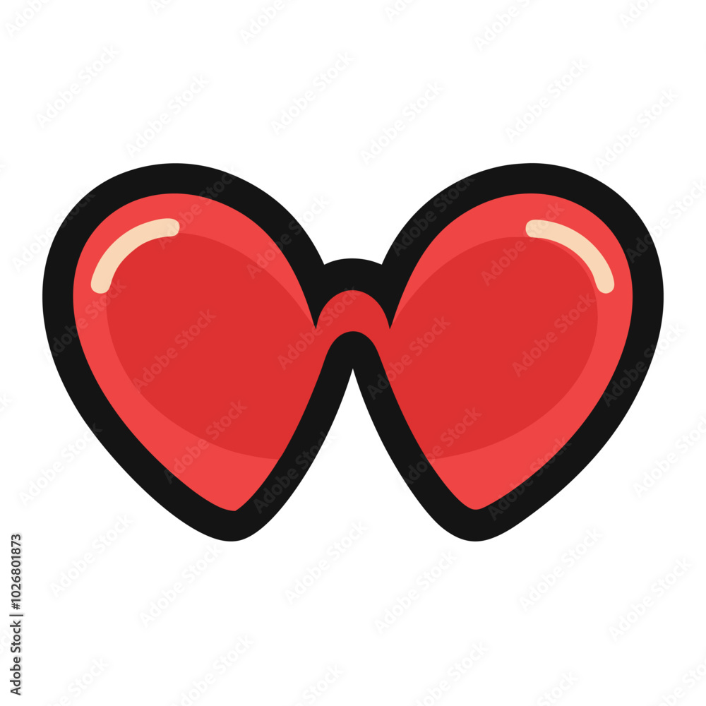 Wall mural funny heart shaped sunglasses vector illustration isolated on a white background