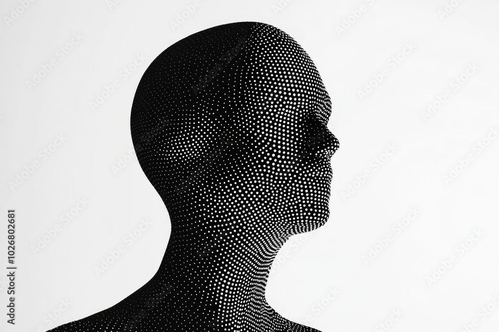 Wall mural a render of a silhouette or a manequin made out of dots grid with a retro vibe - generative ai