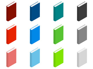 アイソメトリックシンプル閉じた本アイコンカラフルセット：縦右面背A