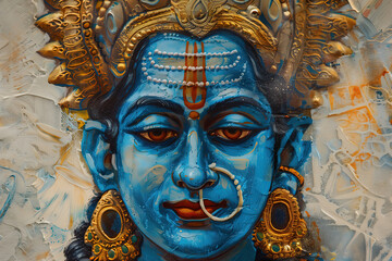 Obraz premium Hindu God Vishnu, Generative AI