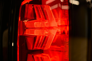 Closeup of a cars automotive tail brake light