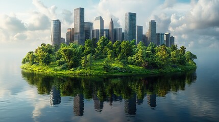 Fototapeta premium a concept of sustainable urban planning featuring a green park zone project sketch the importance of integrating green spaces into urban developments for a sustainable future generative ai