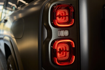 Closeup of a cars automotive tail brake light