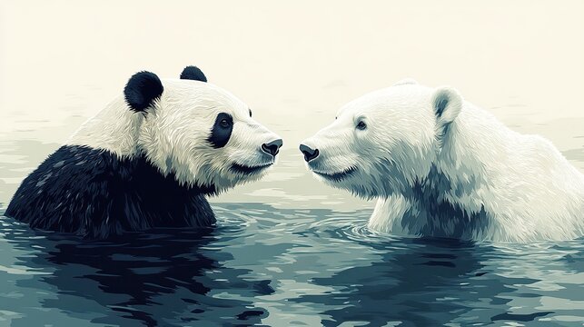 a panda and a polar bear in water symbolizing the comparison between pandas and polaris data analysis python packages