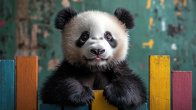 a panda bear with colorful bar charts symbolizing data analysis and manipulation using the pandas library in python