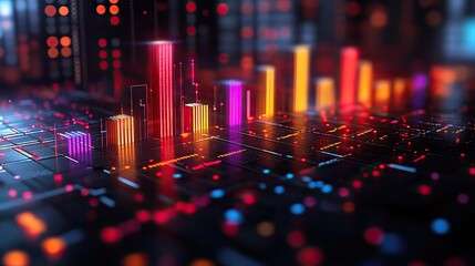 Obraz premium abstract representation of pandas data analysis tool with colorful bars and charts symbolizing data manipulation and visualization