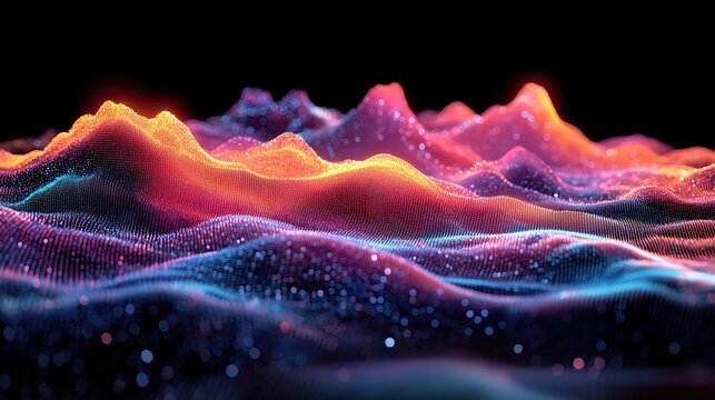advanced 3d data chart with vibrant multicolored peaks and valleys representing complex data in a grid like environment
