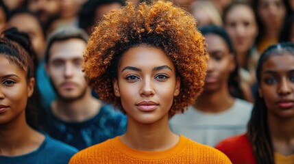 Fototapeta premium diverse group of people from various ethnic and religious backgrounds standing together symbolizing social equality and inclusiveness