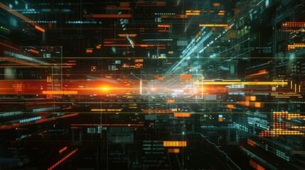 Obraz premium Abstract Digital Technology Background with Lights