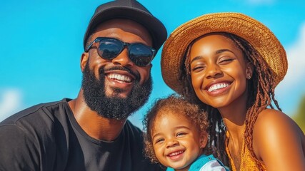 Joyful family enjoying a sunny day outdoors with smiles and happiness