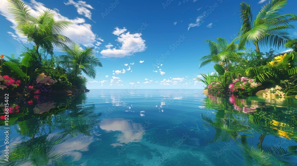 Canvas Prints Tranquil Tropical Paradise with Clear Blue Waters