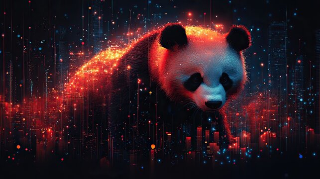 pandas text with abstract data visualization elements representing data analysis and manipulation